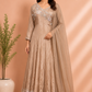 Champagne Glow Chinon Embroidered Anarkali Suit Set (RT1231)