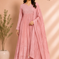 Blush Pearl Mull Chanderi Embroidered 3 Piece Suit Set (RT1227)