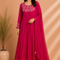 Magenta Muse Mull Chanderi Embroidered Anarkali Suit Set (RT1236)