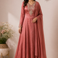 Dusty Rose Premium Chinon Embroidered Anarkali Suit Set (RT1240)