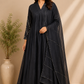 Midnight Noir Mull Chanderi Embroidered Anarkali Set (RT1244)