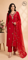 Ruby Blossom Muslin Embroidered Suit Set (RT1143)