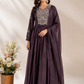 Mocha Imperial Mull Chanderi Embroidered Anarkali Suit Set (RT1151)