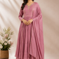 Dusty Rose Charm Premium Mull Chanderi A-Line Suit Set (RT1165)