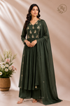 Verdant Grace Premium Mull Chanderi A-Line 3 Piece Suit Set (RT1159)