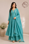 Skyline Bloom Premium Mull Chanderi A-Line Suit Set (RT1166)