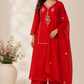 Crimson Red Mull Cotton Suit Set (RT1051)