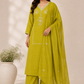Olive Elegance Embroidered Mull Cotton Suit Set (RT1053)