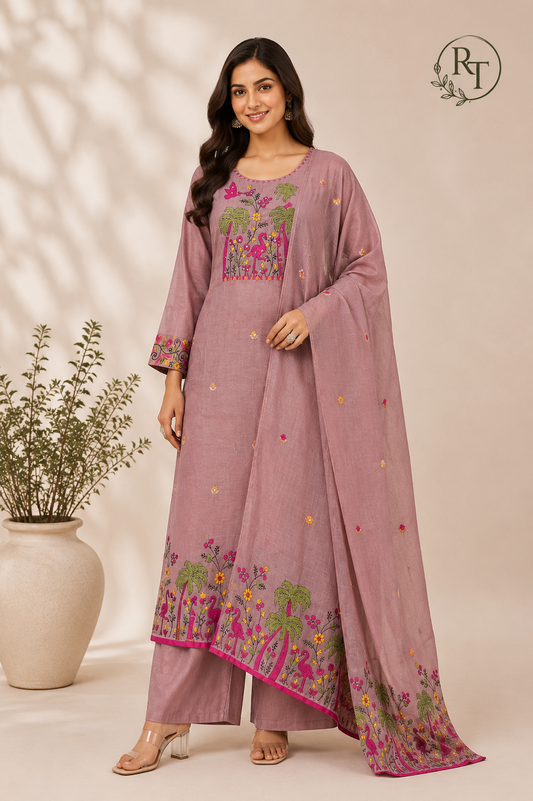 Rose Tropicana Jamdani Suit Set (RT1057)