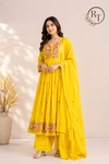 Sunlit Marigold Mull Cotton Anarkali Set (RT1065)