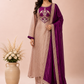 Royal Plum Tissue Jakat Suit Set (RT1071)