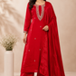 Red Blossom Chinon A-Line Anarkali Set (RT1088)