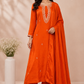 Orange Aura Chinon A-Line Anarkali Set (RT1089)