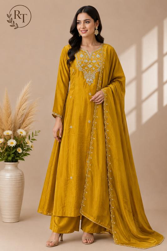 Golden Aura HO Embroidered A-Line Suit Set (RT1088)