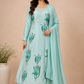 Azure Tulip Whisper – Chinon Brush Paint A-Line Anarkali Set (RT1090)