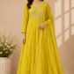 Golden Meadow Poly Mull Chanderi Embroidered Anarkali Suit Set (RT1097)