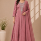 Mauve Blossom Chinon Embroidered Anarkali Suit Set (RT1101)
