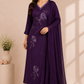 Midnight Plum Elegance – Premium Chinon A-Line Suit Set (RT1112)