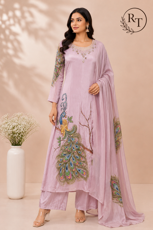 Lavender Peacock Grace Chinon A-Line 3 Piece Set (RT1111)