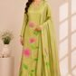 Pistachio Bloom – Poly Mull Chanderi 3 Piece Suit Set (RT1123)