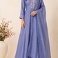 Periwinkle Poetry – Poly Mull Chanderi A-Line Suit Set (RT1118)