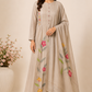 Beige Blossom – Poly Mull Chanderi 3 Piece Suit Set (RT1121)