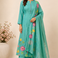 Lagoon Bloom – Poly Mull Chanderi 3 Piece Suit Set (RT1120)