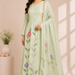 Celadon Bloom – Poly Mull Chanderi A-Line Suit Set (RT1116)