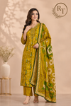 Olive Meadow Butter Crepe 3 Piece Suit Set (RT1032)