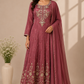 Vintage Rose Royale – Premium Chinon Anarkali 3 Piece Suit Set (RT1134)