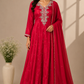Cherry Red – Premium Chinon Anarkali Suit Set (RT1137)