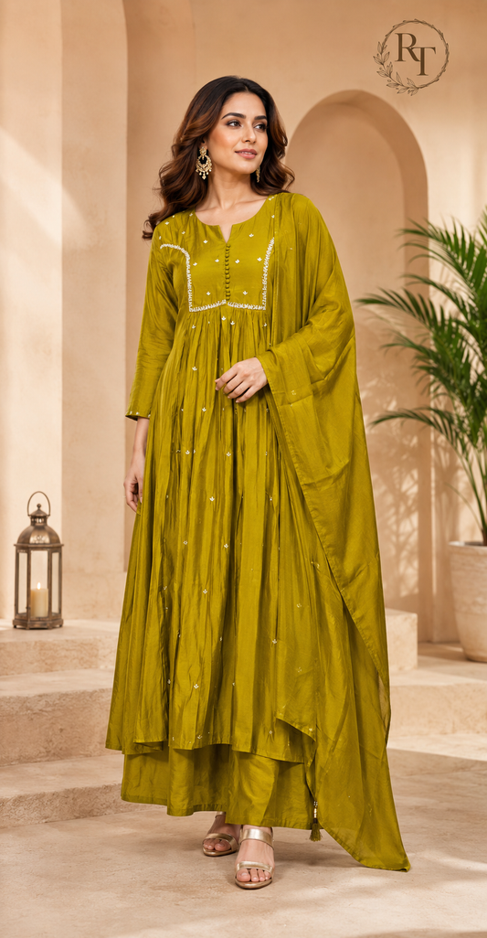 Olive Garden Mull Chanderi Suit Set (RT1021)