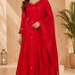 Tangerine Bloom Mull Chanderi Suit Set (RT1022)