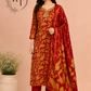 Royal Scarlet Paisley Print Butter Crepe Suit Set (RT2026)