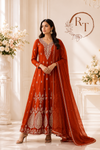 Royal Rust Elegance – Premium Chinon Anarkali Suit Set (RT1033)
