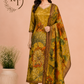 Olive Bloom Butter Crepe Printed Kurta Set (RT1047)