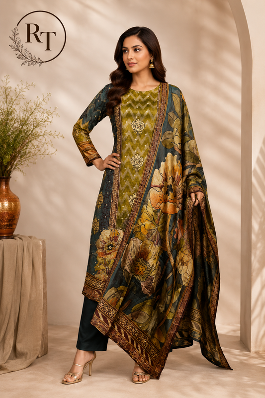 Olive Meadow Luxe Butter Crepe Suit Set (RT2032)