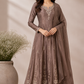 Mocha Rose Chinon Embroidered Anarkali Suit Set (RT1034)
