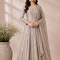 Ivory Pearl Chinon Embroidered Anarkali Suit Set (RT1036)