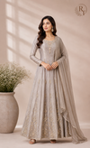 Ivory Pearl Chinon Embroidered Anarkali Suit Set (RT1036)