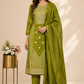 Olive Green Shimmer Straight Cut Suit Set (RT2011)