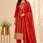 Scarlet Red Shimmer Straight Cut Suit Set (RT2014)