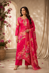 Rani Pink Floral Chinon Straight Cut 3-Piece Set (RT2022)