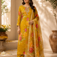 Golden Mustard Floral Chinon Straight Cut 3-Piece Set (RT2023)