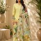 Pastel Lime Floral Chinon Straight Cut 3-Piece Set (RT2021)