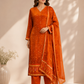 Butter Crepe Elegance – Orange Suit Set (RT2024)
