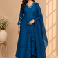 Azure Charm Mull Chanderi A-Line Suit Set (RT1470)