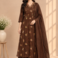 Chocolate Brown Floral A-Line Suit Set(RT1477)