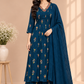 Deep Teal Floral A-Line Suit Set(RT1475)