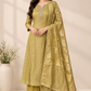 Golden Olive Floral Embellished A-Line Suit (RT1506)